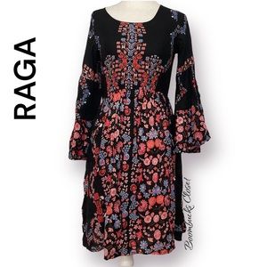 Anthropologie RAGA Boho Dress Embroidered with orange tassel semi backless